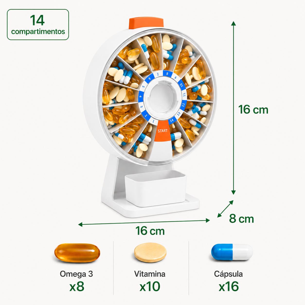 Dispensador de Pastillas 14 días